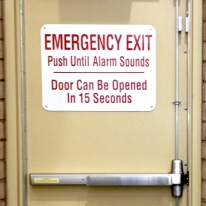 Emergency exit with alarm